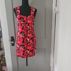 Ixiah Red Sheath Mini Dress Square Neck Sleeveless